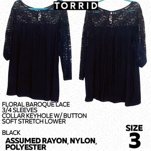 torrid lace sleeve top with keyhole